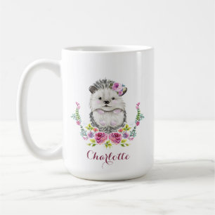 Handgeschilderde Hedgehog Schattige gepersonalisee Koffiemok