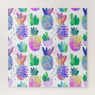 Handgeschilderde herfstbloemen, naadloos patroon. legpuzzel