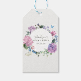 Handgeschilderde Hydrangea Floral Wedding Bedankt Cadeaulabel