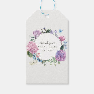 Handgeschilderde Hydrangea Floral Wedding Bedankt Cadeaulabel