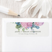 Handgeschilderde Hydrangea Wedding Return Adres