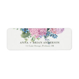 Handgeschilderde Hydrangea Wedding Return Adres Etiket