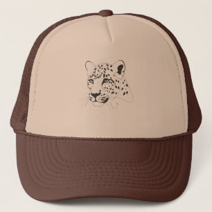 Handgeschilderde Leopard Minimalist Line Art Trucker Pet