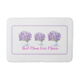 Handgeschilderde losse aquarel lavendel bloemen badmat