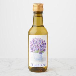 Handgeschilderde Losse Waterverf Lavendel BEDANKT Wijn Etiket
