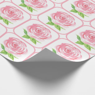 Handgeschilderde losse waterverf roos bloemig cadeaupapier