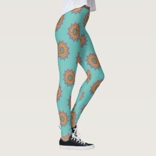 Handgeschilderde Mandala Klok Wijzerplaat 1 Leggings