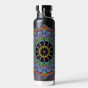 Handgeschilderde Mandala Klok Wijzerplaat 24 Waterfles