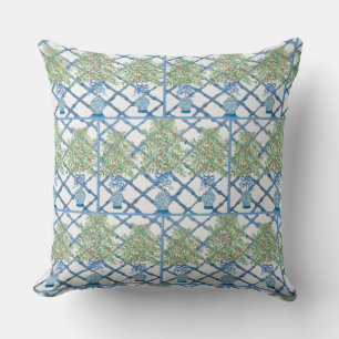 Handgeschilderde Oranje boom bovenaan gember jar. Kussen