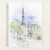 Handgeschilderde Paris Eiffel Tower straathoek ink Planner (Voorkant)