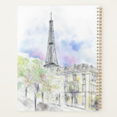 Handgeschilderde Paris Eiffel Tower straathoek ink Planner (Achterkant)