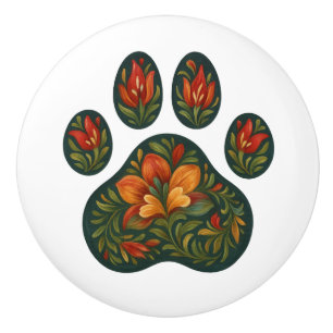Handgeschilderde Pawprint Design Folk Art Keramisc Keramische Knop