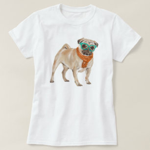 Handgeschilderde Pug Bulldog T-shirt