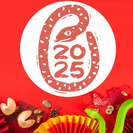 Handgeschilderde rode slang 2025 ronde sticker