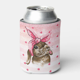 Handgeschilderde Schattigee Bunny glitter Blikjeskoeler