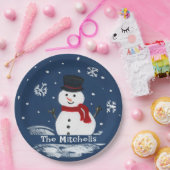 Handgeschilderde sneeuwman PERSONALISEREN Papieren Bordje (Feest)