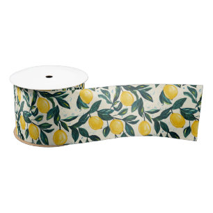 Handgeschilderde stijl Bright Yellow Lemon Pattern Lint