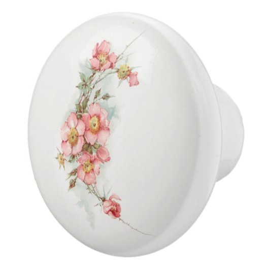 Handgeschilderde Stijl Wilde Rozen Keramische Knop (Rechts)