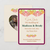 Handgeschilderde Waterverf Bladeren SAVE the DATE  (Voorkant / Achterkant)