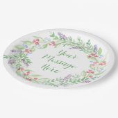 Handgeschilderde Waterverf bloemenkrans Papieren Bordje (Gekanteld)