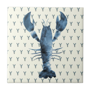 Handgeschilderde Waterverf Blue Lobster Tegeltje