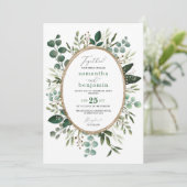 Handgeschilderde Waterverf Botanisch groen bruilof Kaart (Staand voorkant)