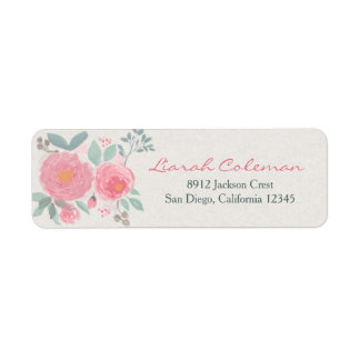 Handgeschilderde waterverf floraal retouradres etiket