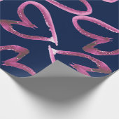 Handgeschilderde Waterverf Hearts Gift Wrap Cadeaupapier (Hoek)