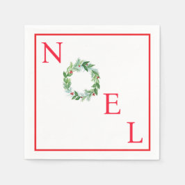 Handgeschilderde Waterverf Holiday Wreath NOEL Servet