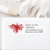 Handgeschilderde Waterverf kerstboog rood lint Etiket (Insitu)