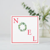 Handgeschilderde waterverf kerstkrans NOEL Feestdagenkaart (Staand voorkant)