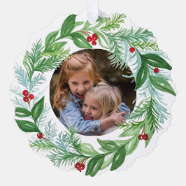 Handgeschilderde Waterverf kerstvakantie krans Ornament Kaart