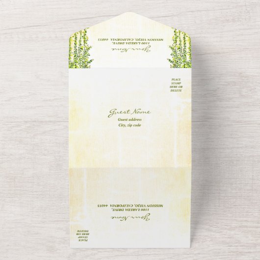 Handgeschilderde Waterverf Old Mexico bruiloft All In One Uitnodiging (Buitenkant)