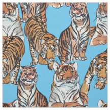Handgeschilderde Waterverf Tigers stof