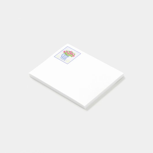 Handgeschilderde Waterverf Tulpen, Blue Stripe Pit Post-it® Notes (Schuin)