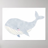 Handgeschilderde Waterverf Whale Nursery Art Poster (Voorkant)