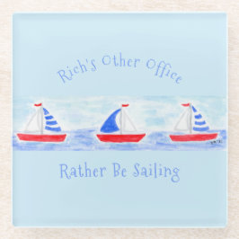 Handgeschilderde Waterverf zeilboten Liever Zeilen Glazen Onderzetter