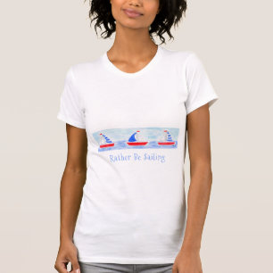 Handgeschilderde Waterverf zeilboten Liever Zeilen T-shirt