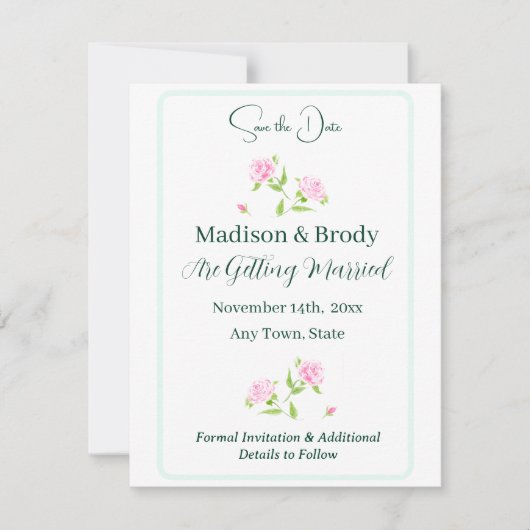 Handgeschilderde waterverfrozen SAVE THE DATE (Voorkant)