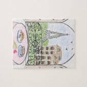 Handgeschilderde Whimsical Parijs en Eiffeltoren Legpuzzel (Horizontaal)