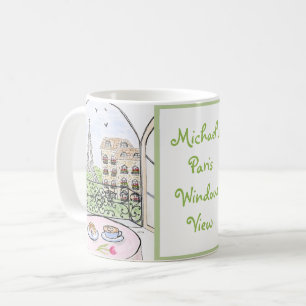 Handgeschilderde Whimsical Parijs Tekening PERSONA Koffiemok