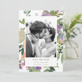 Handgeschilderde zachte Waterverf bloementuin foto Save The Date (Staand voorkant)