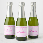 Handgeschreven aangepaste naam Bow Mini Champagne Sparkling Wijnetiket (Flessen)
