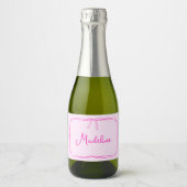 Handgeschreven aangepaste naam Bow Mini Champagne Sparkling Wijnetiket (Voorkant)