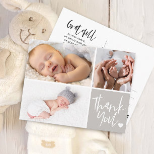 Handgeschreven Bedankt Geboorteaankondigingsfoto's Briefkaart