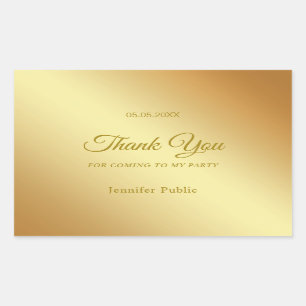 Handgeschreven Bedankt Tekst Goud Sjabloon Elegant Rechthoekige Sticker