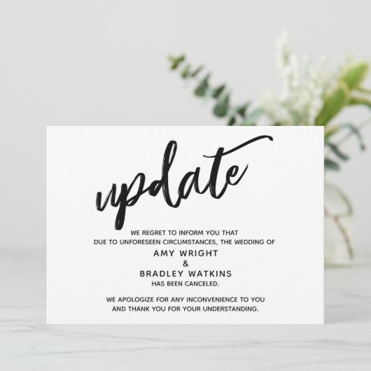 Handgeschreven Bericht over Afgelaste Huwelijksaan Kaart (Staand voorkant)