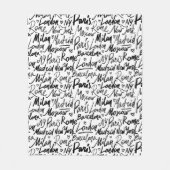 Handgeschreven beroemde steden van het Wereld Patr Fleece Deken (Voorkant)