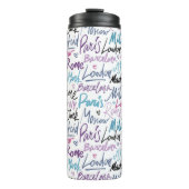 Handgeschreven beroemde steden van het Wereld Patr Thermosbeker (Voorkant)