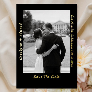 Handgeschreven Black Gold Wedding Save the Date Folie Uitnodiging
